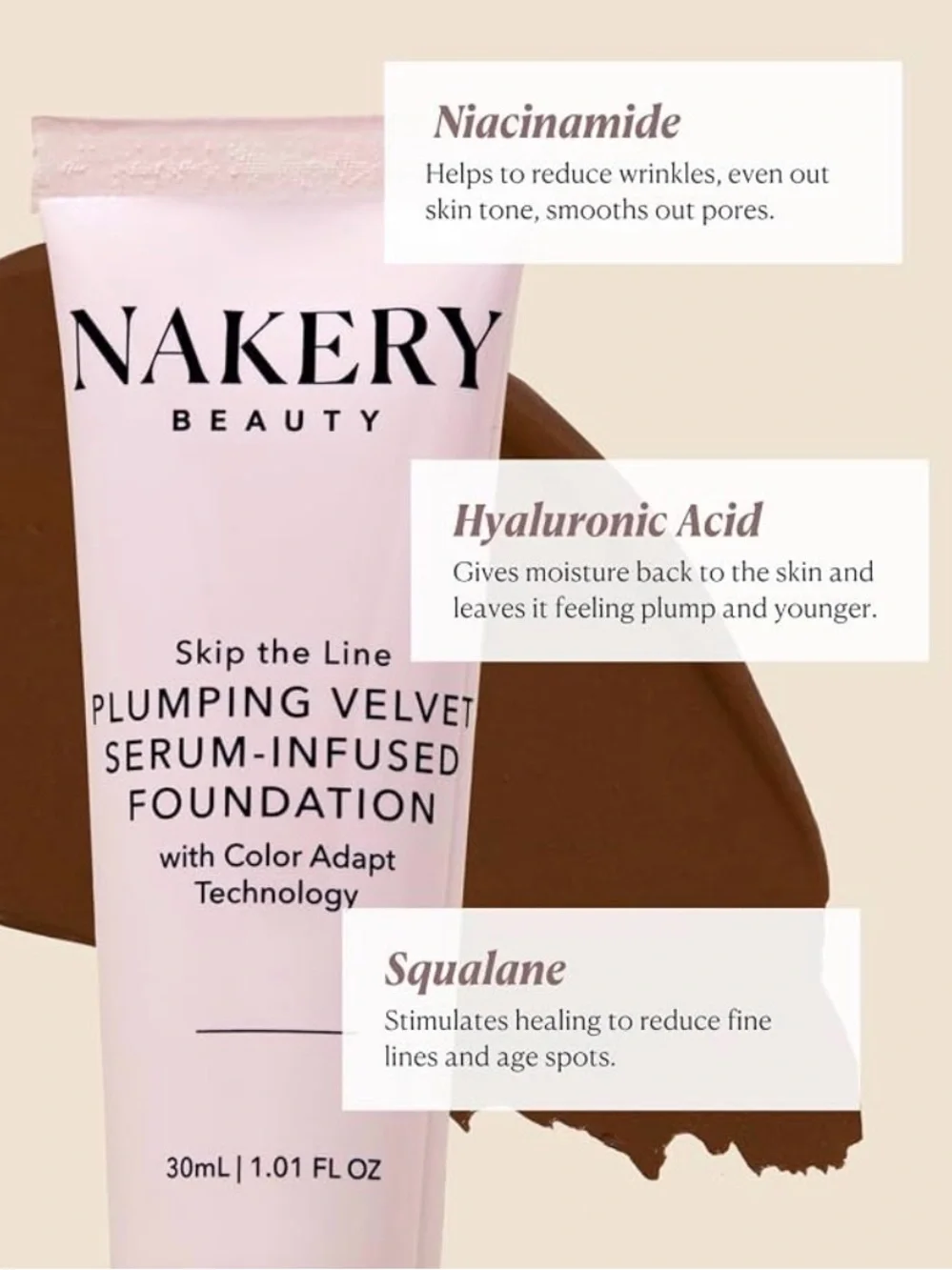 Nakery Beauty Plumping Velvet Serum-Infused Foundation - Deep (Cream) 2 Pack